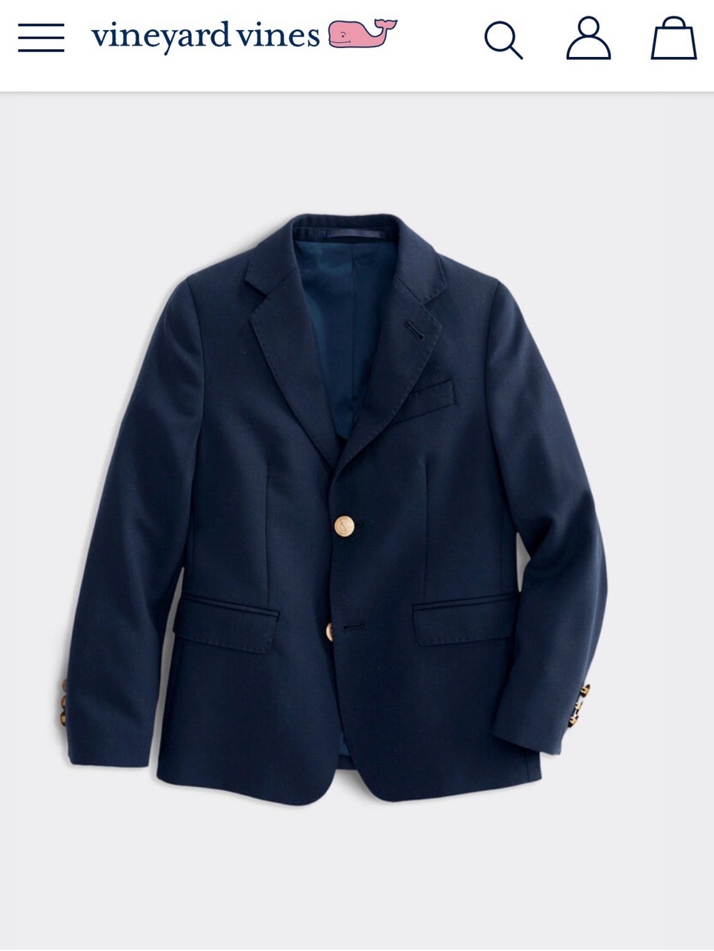 Vineyard Vines Boys' Navy Blazer with Gold Buttons